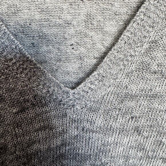 Eileen Fisher Linen Sweater Small Lightweight Knit V Neck Grey Heathered - Picture 5 of 7